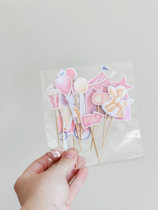 Pink Carnival Cupcake Toppers