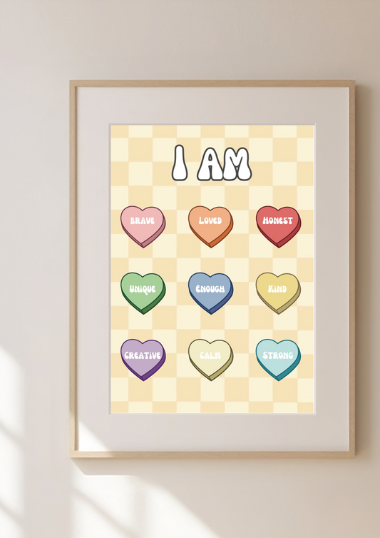 Retro Hearts Print