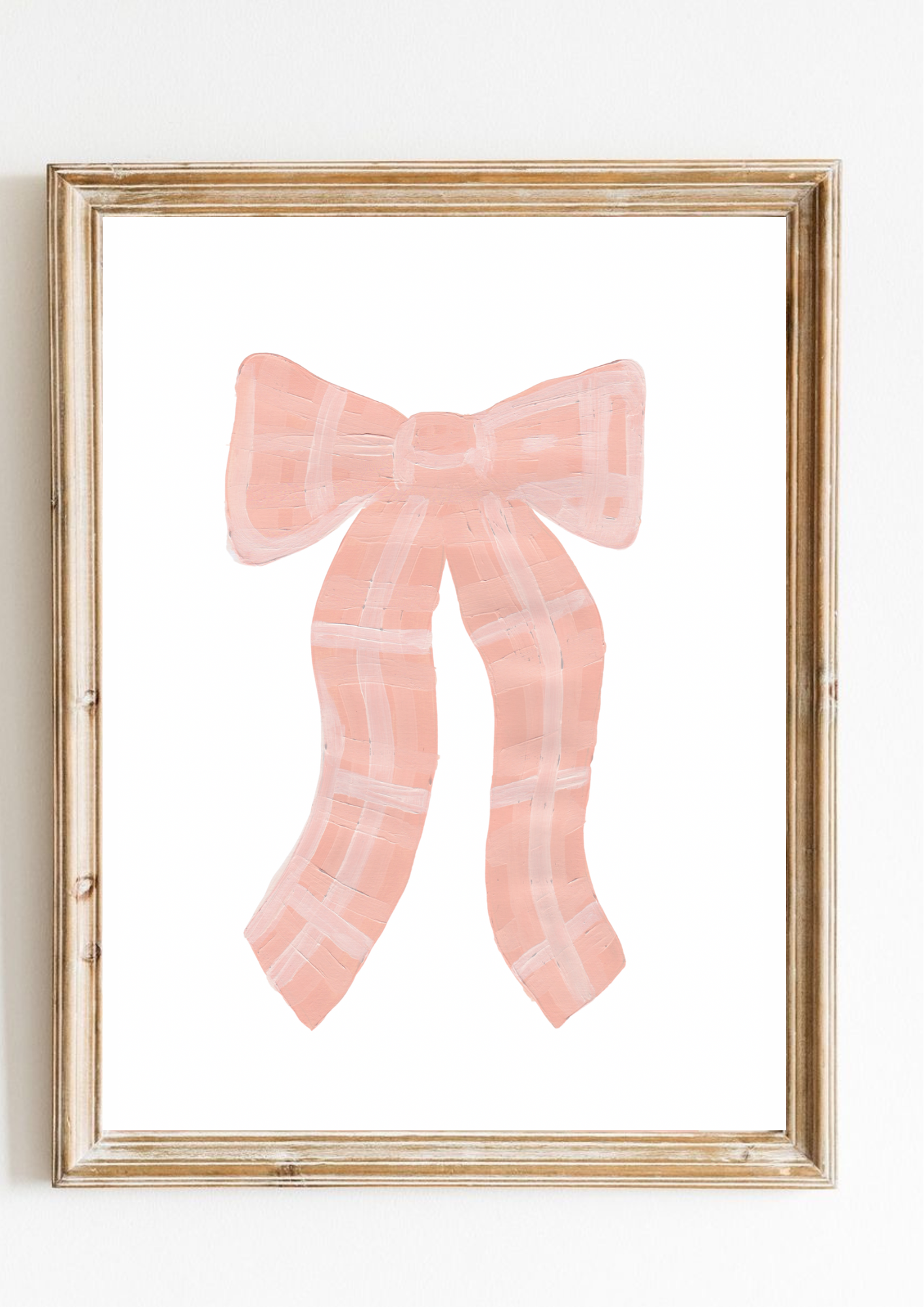 Peachy Gingham Bow Print