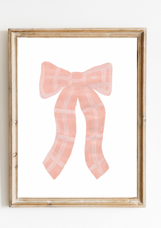 Peachy Gingham Bow Print