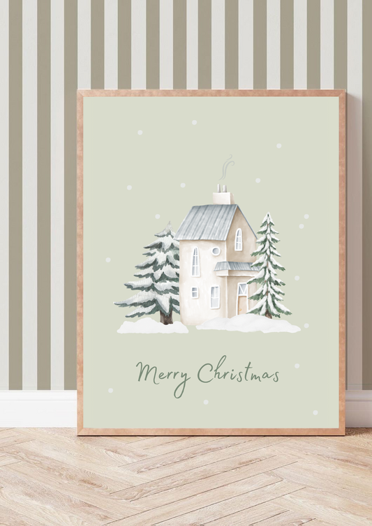 Snowy Cottage Print