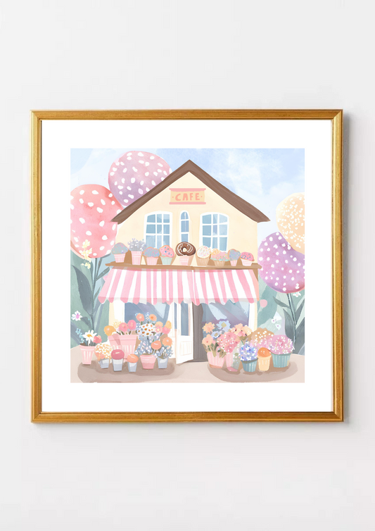 Cafe au Full Bloom Print