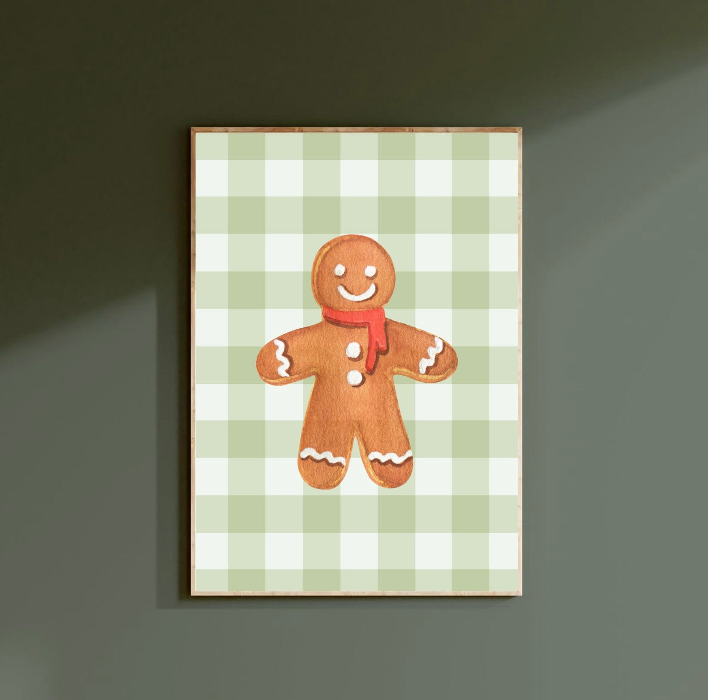 Gingham Gingerbread Print