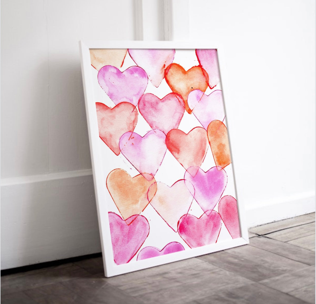 Watercolour Hearts Print